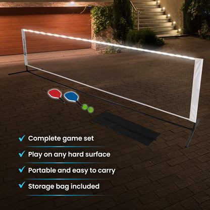 Unisex LED Pickleball Portable Set with Illuminated Net, Paddles, and Balls - Multipack