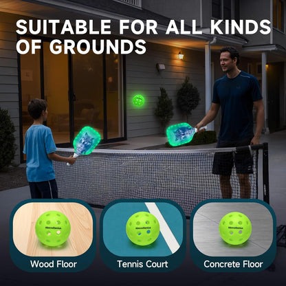Illuminated Pickleball Balls for Night Play - High Visibility Glow-in-the-Dark Outdoor Balls with 40 Holes and Included Tool, Perfect Gift for Pickleball Enthusiasts