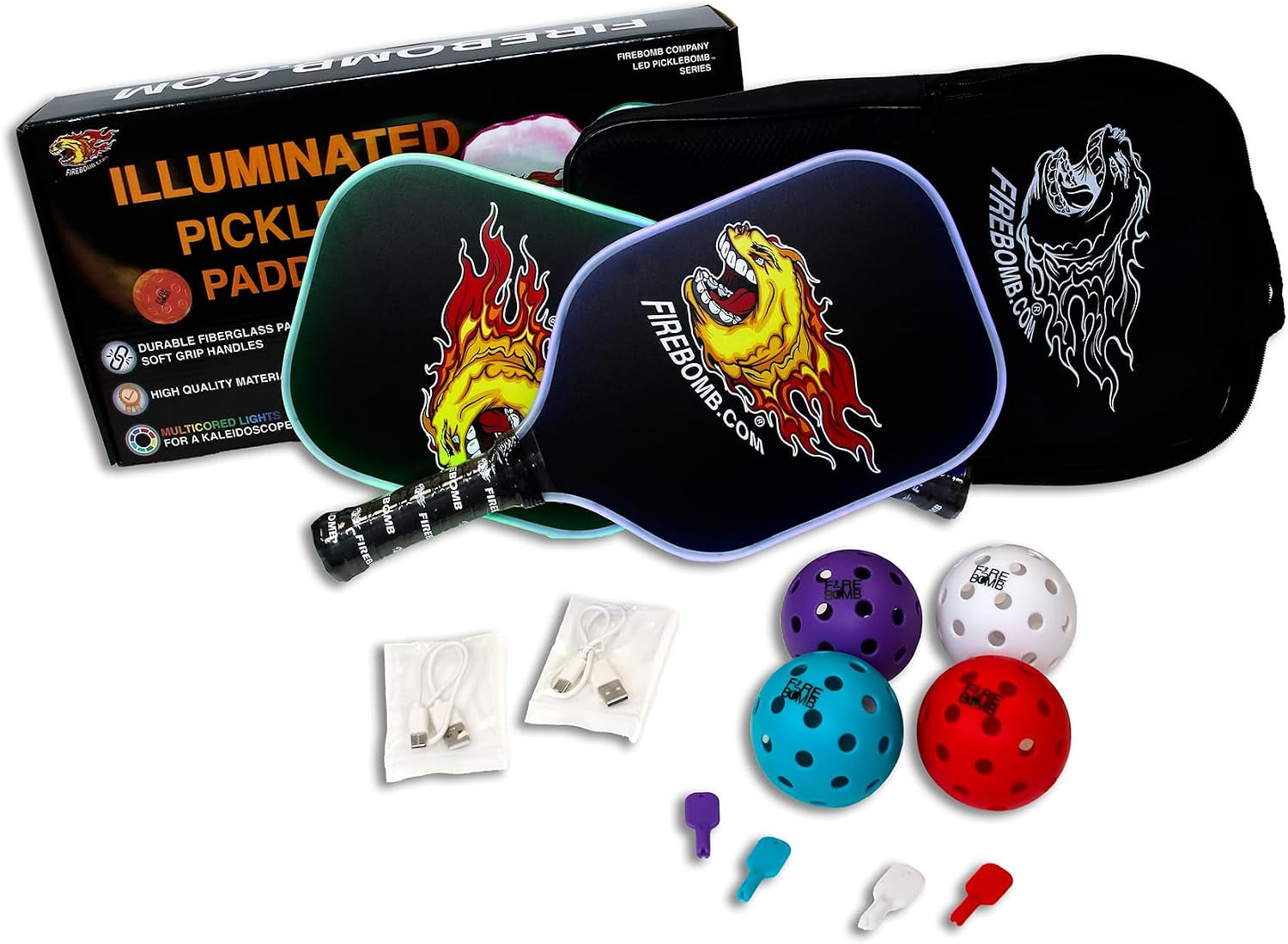 LED Rechargeable Light up Pickleball Paddle Set by ™