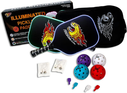 LED Rechargeable Light up Pickleball Paddle Set by ™