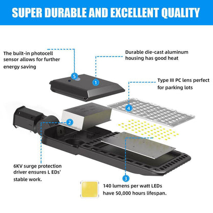 1500-Watt Equivalent Integrated LED Bronze Parking Lot Light with Photocell Slip Fitter, 39000 Lumens, 5000K