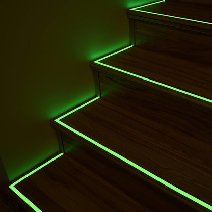 Heavy-Duty 16 Ft Glow in the Dark Tape - Versatile Neon Fluorescent Tape for Stairs, Stage, and Duct Applications