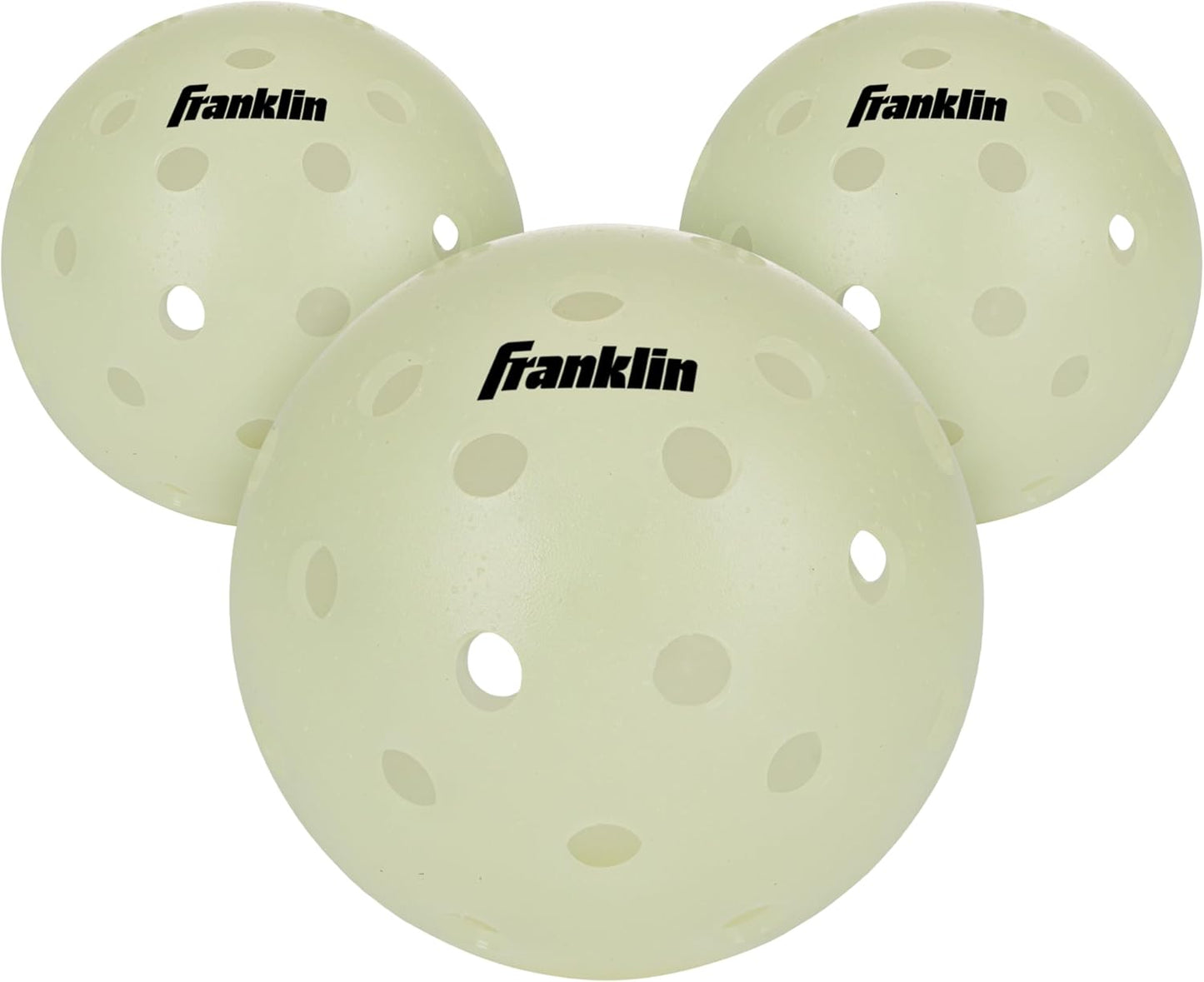 Franklin Sports Glow-in-the-Dark Outdoor Pickleballs - Illuminated Pickleball Balls for Nighttime Play - Rechargeable Green Pickleball Balls for Indoor and Outdoor Use