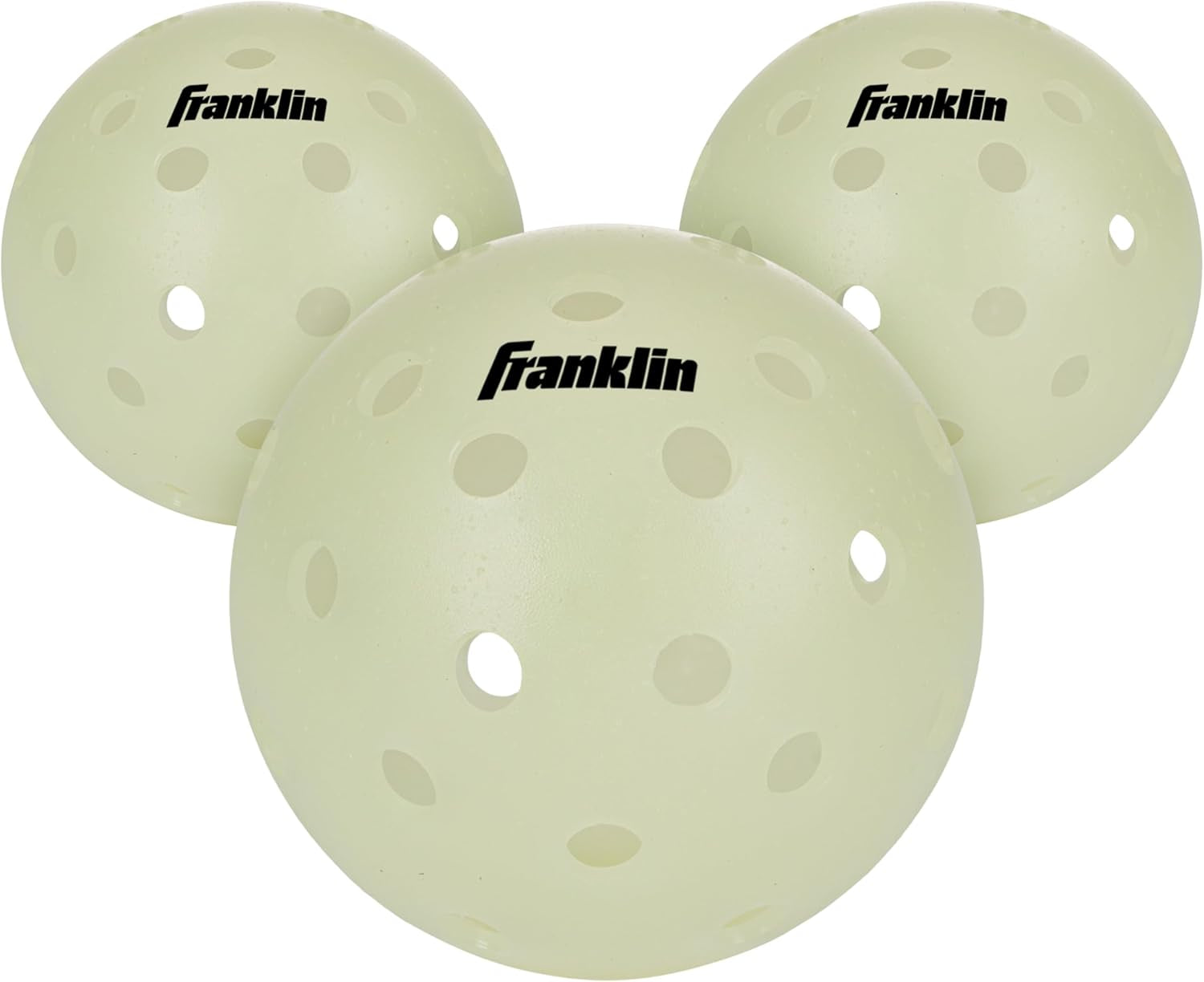 Franklin Sports Glow-in-the-Dark Outdoor Pickleballs - Illuminated Pickleball Balls for Nighttime Play - Rechargeable Green Pickleball Balls for Indoor and Outdoor Use