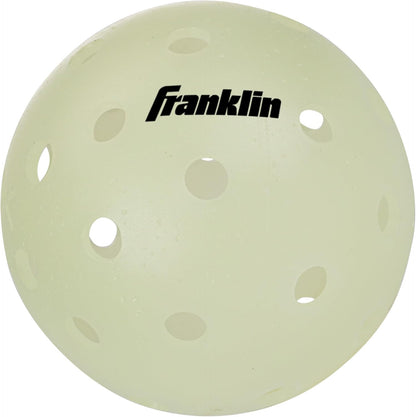 Franklin Sports Glow-in-the-Dark Outdoor Pickleballs - Illuminated Pickleball Balls for Nighttime Play - Rechargeable Green Pickleball Balls for Indoor and Outdoor Use