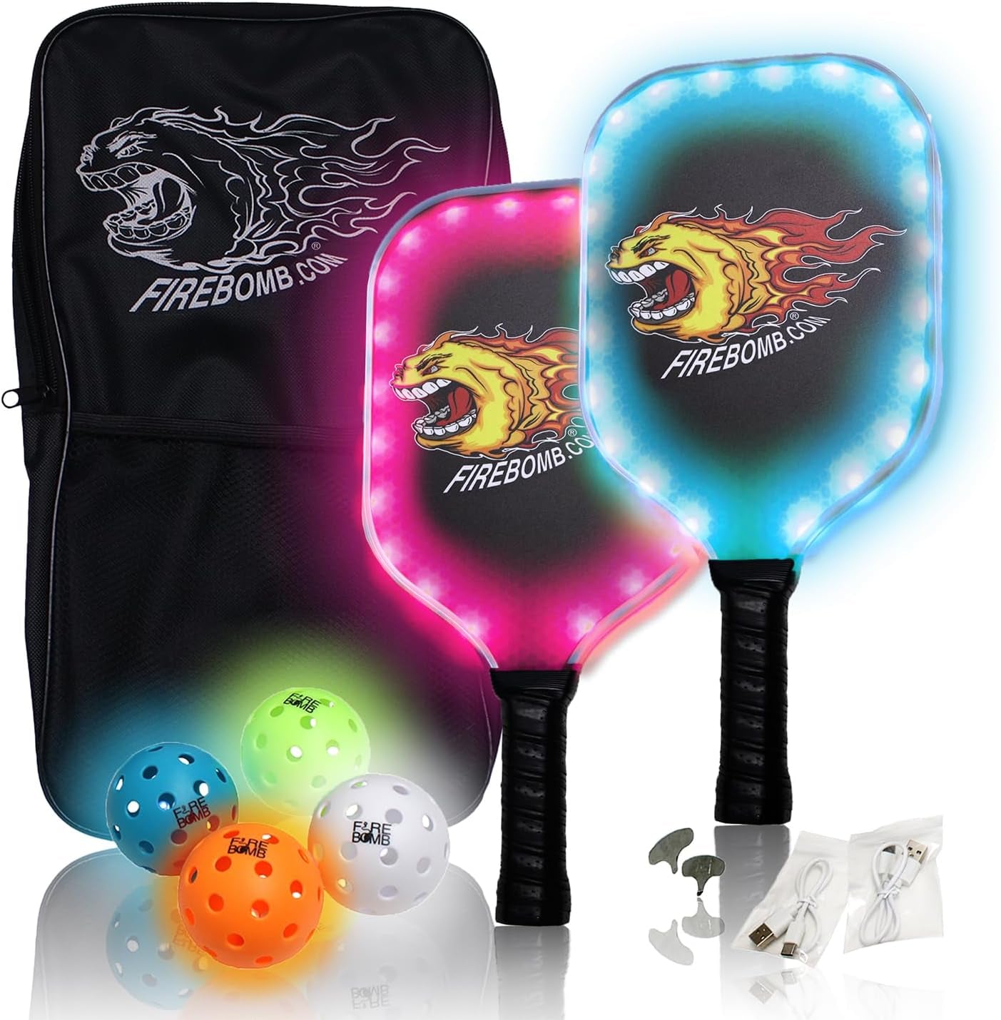 LED Rechargeable Light up Pickleball Paddle Set by ™