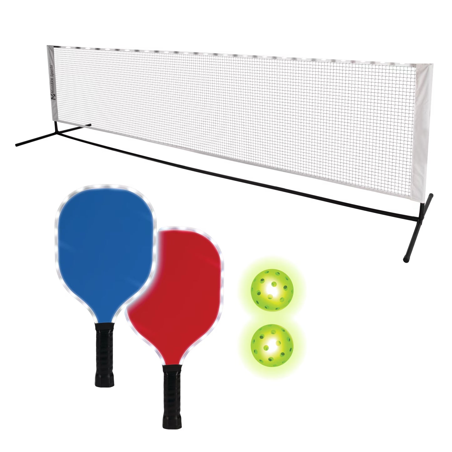 Unisex LED Pickleball Portable Set with Illuminated Net, Paddles, and Balls - Multipack