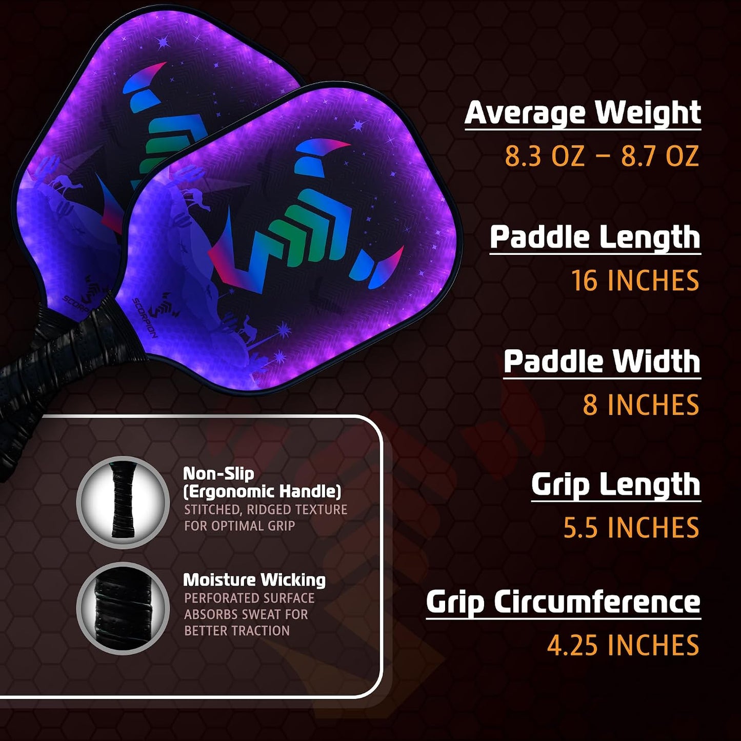 LED Pickleball Paddle Set - Lightweight Rackets with LED Edge Lighting | Carbon Fiber, Fiberglass, and Wood Construction | Durable Paddles for All Ages | Includes Bonus Accessories