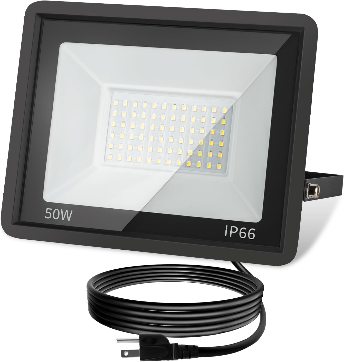 50W LED Outdoor Flood Light, 5000LM High-Intensity Work Light with Plug, 6500K Daylight White, IP66 Waterproof - Single Pack