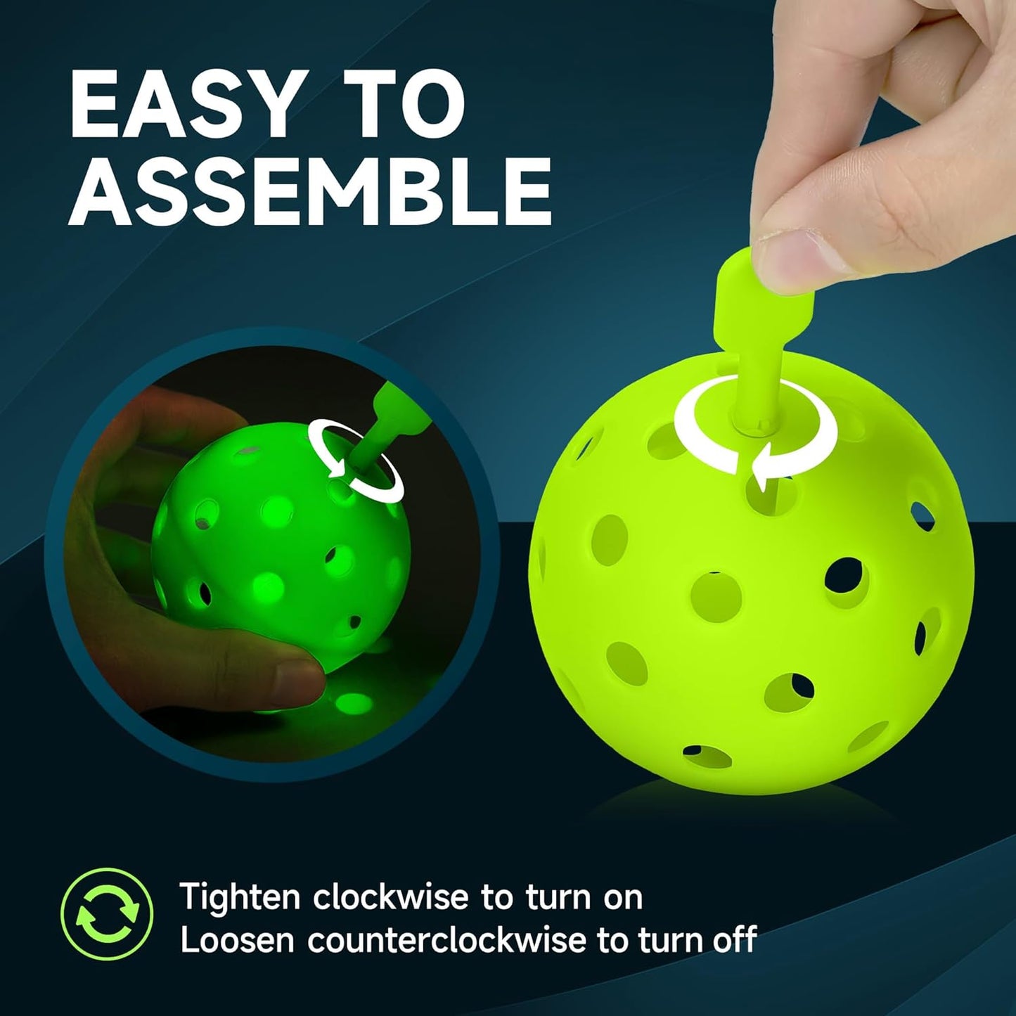 Illuminated Pickleball Balls for Night Play - High Visibility Glow-in-the-Dark Outdoor Balls with 40 Holes and Included Tool, Perfect Gift for Pickleball Enthusiasts